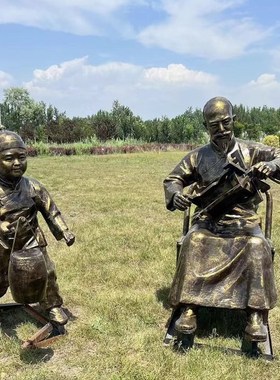 仿铜民俗雕塑玻璃钢定制传统古文化街景观园林中式商业街人物摆件