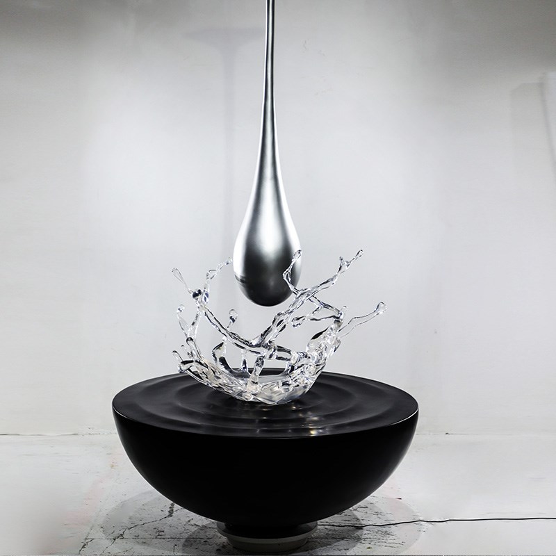 大型水滴吊饰透明浪花摆件售楼处酒店喷泉造景流水波纹玻璃钢雕塑