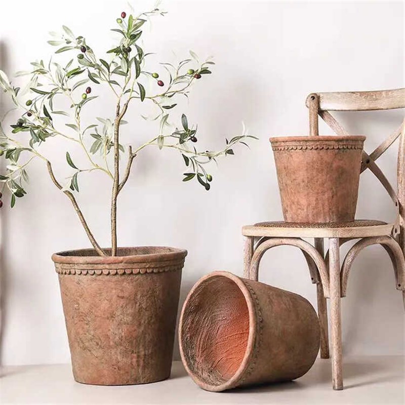 红陶土花盆水h泥盆罗马覆古镁泥大口径欧式家居客厅绿植装饰摆饰