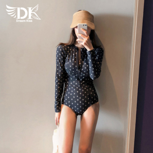 遮肚显瘦u泳衣女夏保守连体冲浪韩国ins潜水游泳装 2021新款 DK长袖