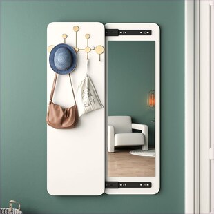 实木隐形穿衣镜推拉关闭门厅镜子全身可遮M挡壁挂暗藏式 玄关全身