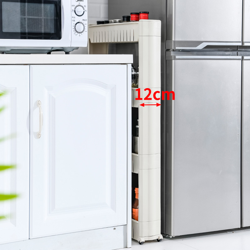 12cm窄缝收纳架家用卫生间夹缝置物架分层落地可移动小推车储物架