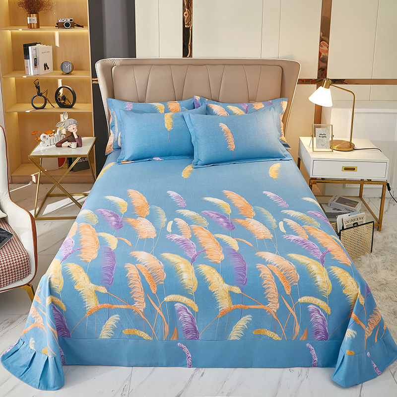 全棉加厚磨毛床单单件 简约条纹秋冬纯棉单人双人1.8米三件套被单