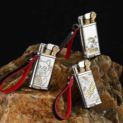 首领新款迷你砂轮煤油小巧便携皮绳款士端礼品