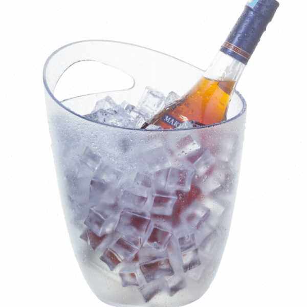 现货塑料提手冰桶3升透明香槟桶磨砂斜口手香槟桶支桶