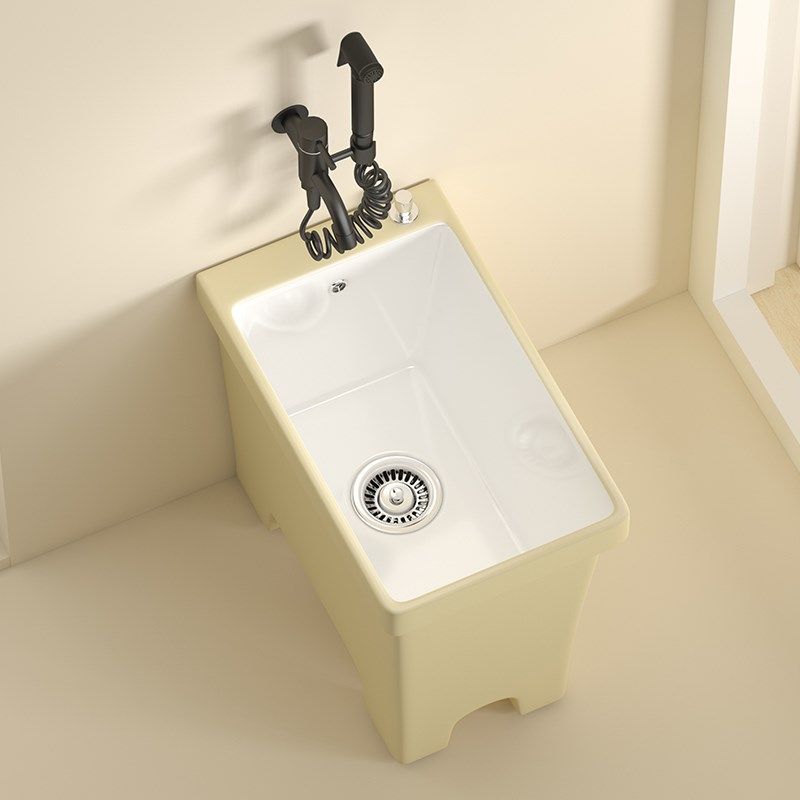 北欧奶油色陶瓷加高高脚拖把池家用阳台卫生间拖布池2V024新款户