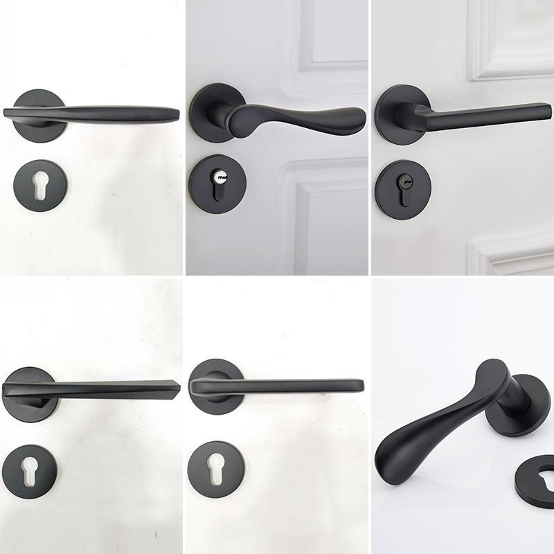 分体家用黑色门锁欧式室内静音把手房H门具卧室实木门锁子通用型