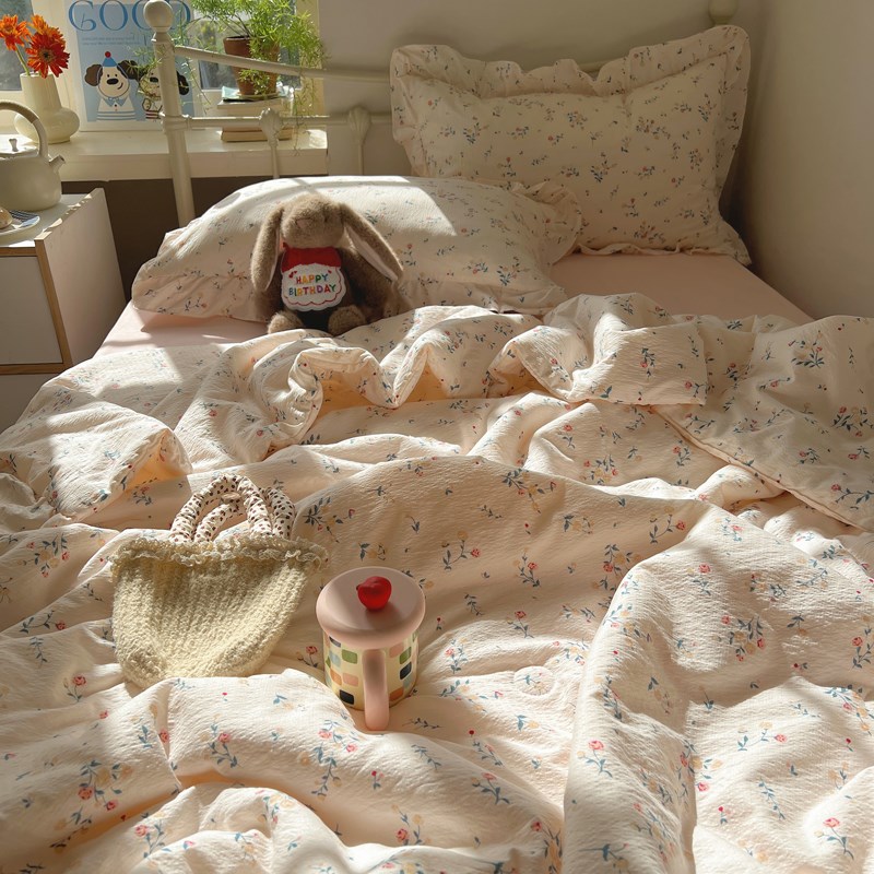 【花脸猫】风间桔梗m!夏季少女心皱皱纱亲肤柔软水洗棉夏被空调被