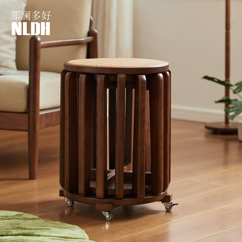 实木可叠放凳子家用客厅餐厅餐桌备用圆凳结O实耐用叠叠乐堆叠高