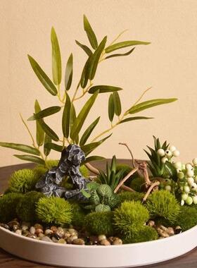 新酒桌店餐花厢摆花中式圆桌F97MJ5TH转盘摆件包装饰微景观高花艺