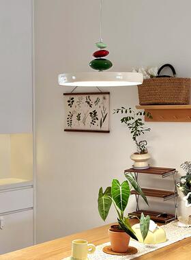 步油步达碟餐厅灯代简686约飞盘吊灯餐桌家用现高级感奶风M豆飞灯