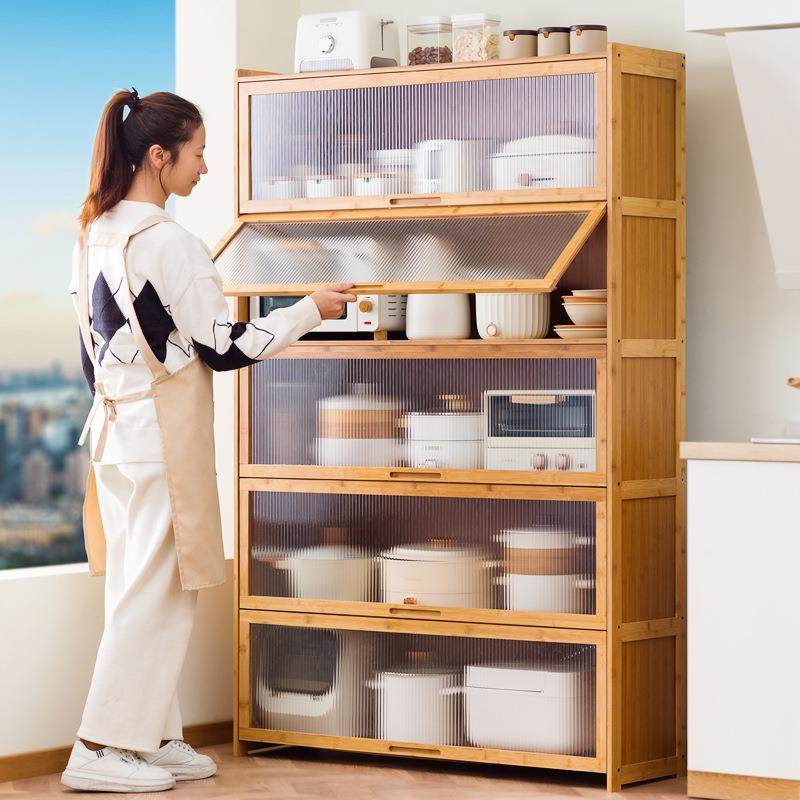 厨房置物层落地多收纳柜架子多功能柜加长碗微无品牌/波炉锅架餐