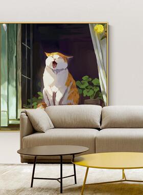 清晨萌猫北壁QB202012欧猫咪装饰画间现代简客厅卧室房挂画沙发背