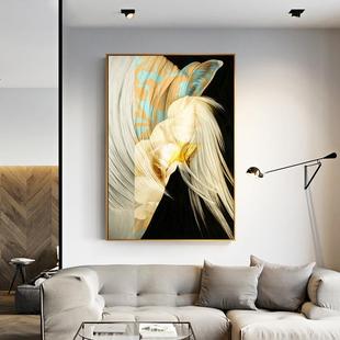 北欧风饰格FQS-2019客装画油现代简约玄关画马厅餐厅壁画美式墙面