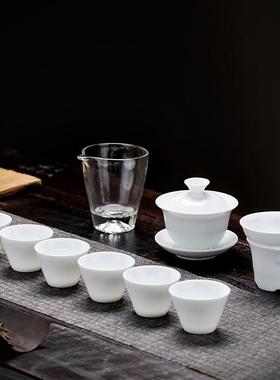 德化羊00582脂玉白瓷茶具套装茶具夫盖碗单杯司年会活动商务功公