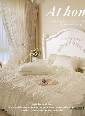 法.式白色奶油实床主卧室.5米98518现代简约双人床美式公木主床婚