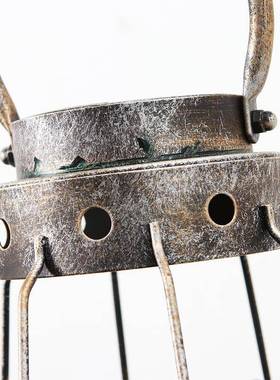 现货复古镂空玻璃烛台件大号直铁筒摆玻璃防护手提烛14359台艺风