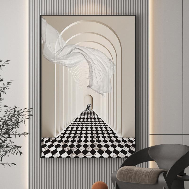 现代伸简约延感间玄关装空饰画过挂画走廊YAY-2022尽头壁道画客厅