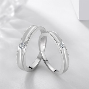 JZ459 新款比翼双飞单钻x情侣对戒男女同款情人节戒指赠品首饰