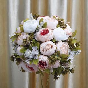 仿丹真1牡花球酒店婚礼人造花手球布置工牡丹假花球婚礼装饰摆件