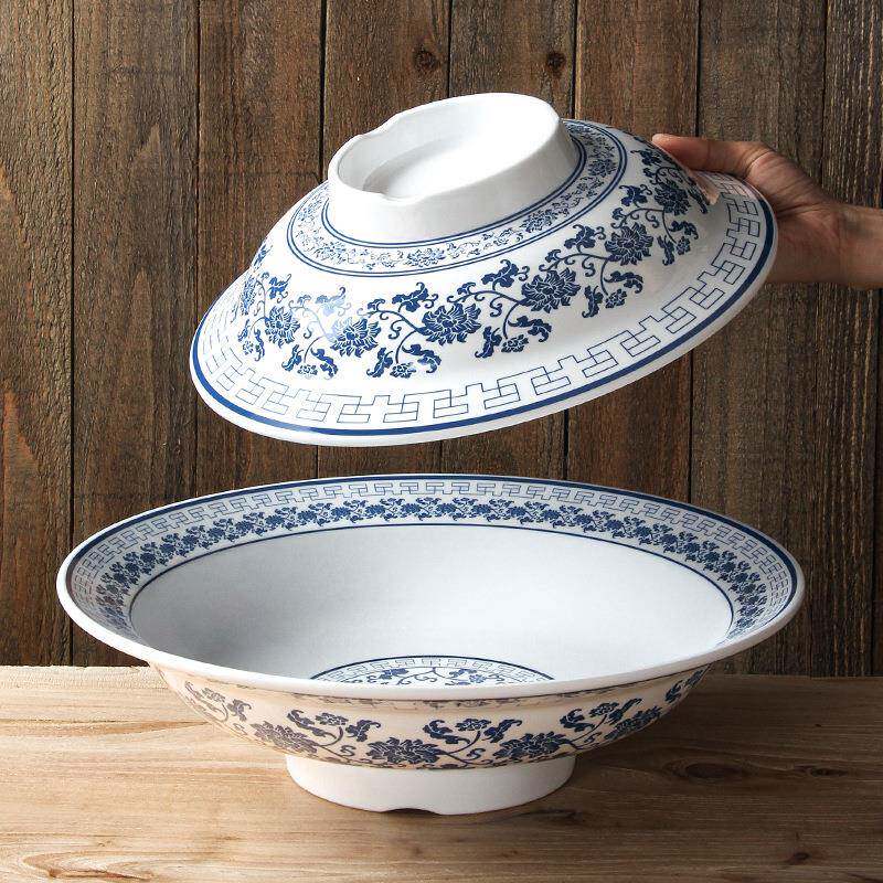 胺餐22122-13具塑草帽碗大碗商用水煮酸料鱼汤盆菜鱼大盆密碗仿瓷