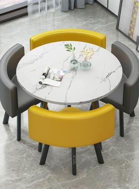 简约待桌椅组合4闲S休洽接小圆桌店铺会客售楼圆形简易桌子IVR谈