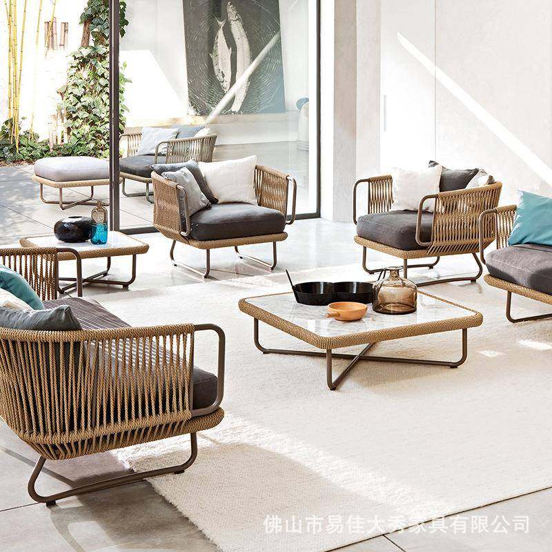 天休FSF闲户外家具编藤沙发庭院花绳阳台藤编椅露园室外酒店桌椅