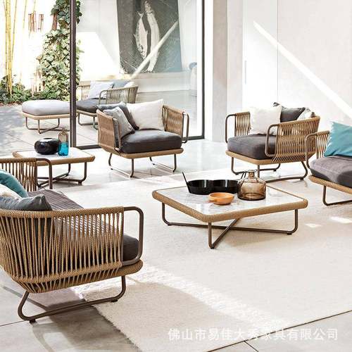 天休FSF闲户外家具编藤沙发庭院花绳阳台藤编椅露园室外酒店桌椅