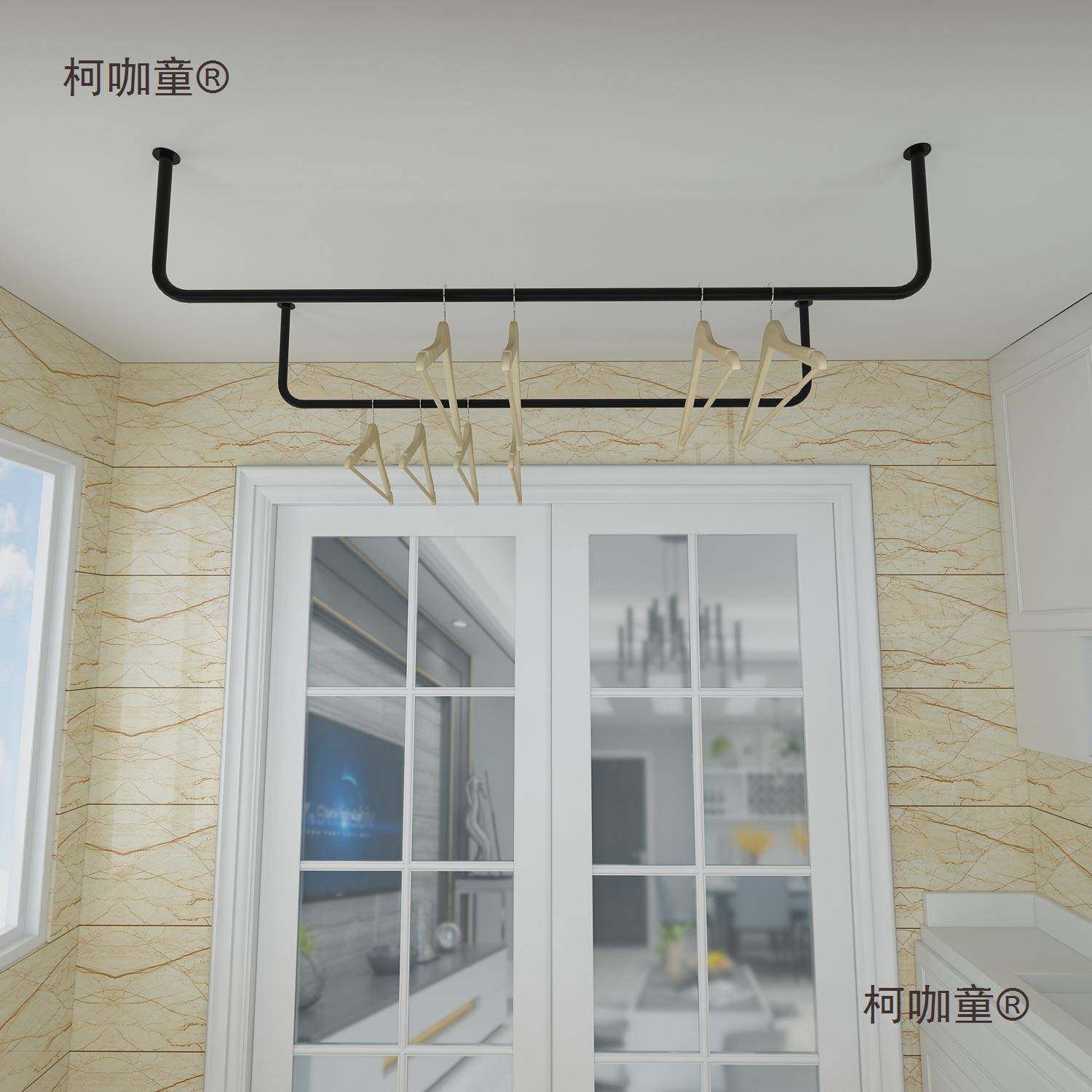 固定阳艺室内柯咖童户外吊顶晾杆墙上单杠杆1N挂衣铁被挂衣简易麦,收纳整理,塑料衣架,淘宝优惠券,粉丝福利购,淘宝优惠卷