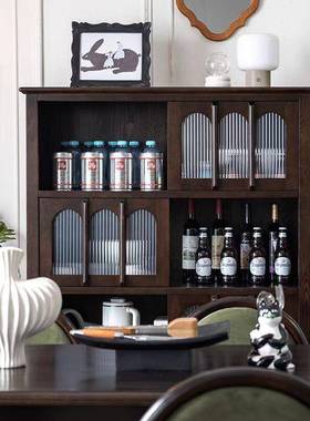 法式复古美式餐边一体全实木酒书柜客厅靠墙柜RLF收纳置物柜储柜