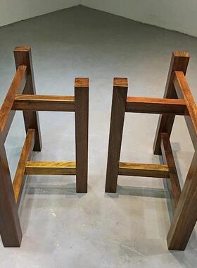 YDN?木加桌子腿大板支撑架茶餐桌台脚原木配实套工字架脚大理石厚