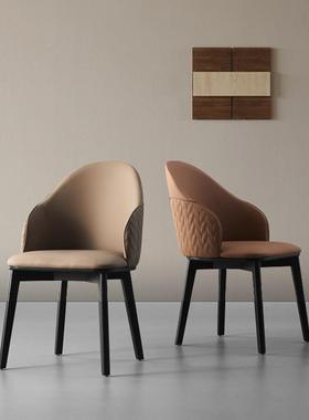 白蜡木餐椅现代约简皮JXO质座椅卧室化妆靠椅背椅家用厅软包餐餐