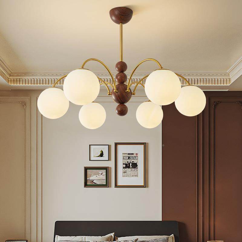 法胡式古中风客厅灯具858美复古式桃木色玻璃魔豆餐厅奶油风卧室,家装灯饰光源,智能吊灯,淘宝优惠券,粉丝福利购,淘宝优惠卷