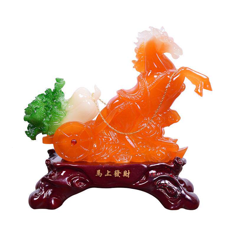 马上室发151树脂琉璃工艺品十二生肖马拉白办菜公桌面财摆饰件