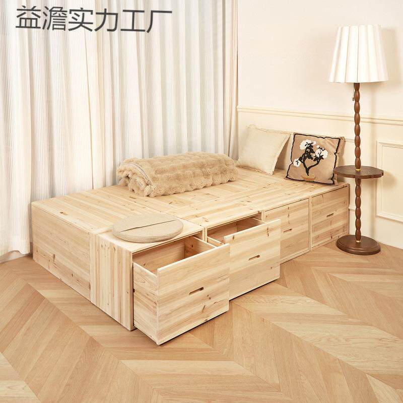 实木榻榻形米箱储物箱拼床长方可加坐收纳箱1木宽拼接床飘窗柜