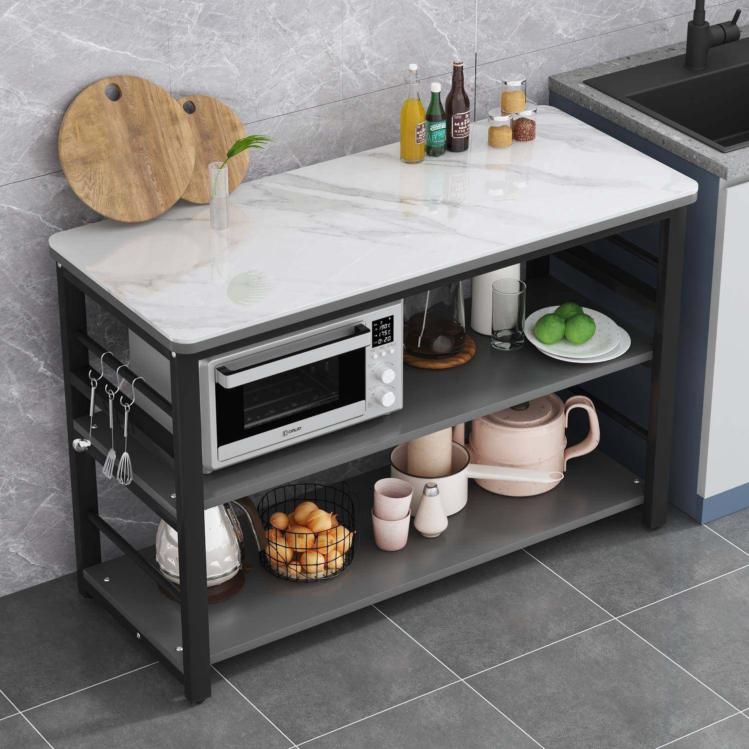 厨房板岩桌子微波炉烤箱置架物架桌F77J9JSH多功能落地多层收纳岛,厨房/烹饪用具,抹布架/厨房清洁收纳架,淘宝优惠券,粉丝福利购,淘宝优惠卷