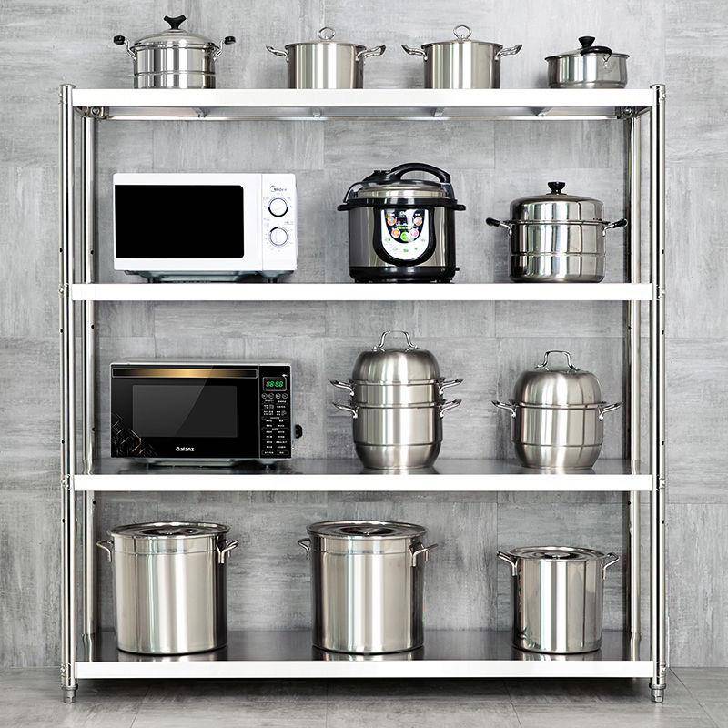 不NLV锈钢四层白厨房物功架家用钢储物架多能微波炉收纳架烤置箱