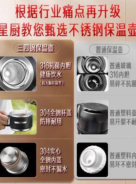 四钢316不锈钢壶保水温壶大容量55526家用外出水车载旅行热暖瓶便