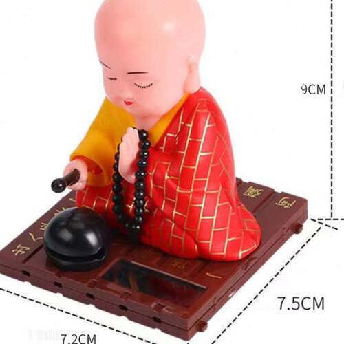 太阳能敲木鱼小和尚汽车中控台摆件店面摇头小沙弥公仔创意装饰品