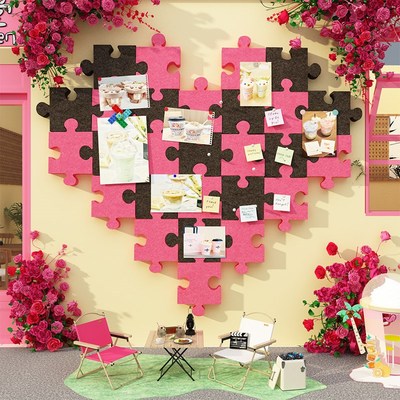 网红爱心许愿打卡拍照区布置户外小院留言花墙面装饰形.象造背景