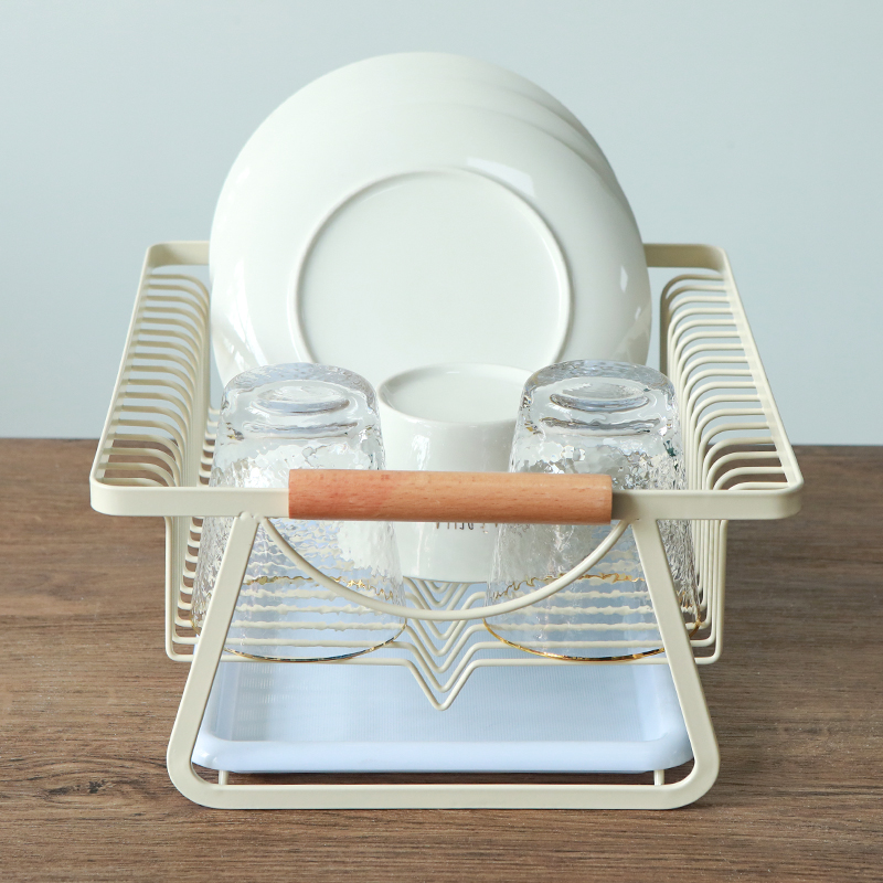 铁艺日式厨房碗盘碟筷 象牙白收纳架家用沥水碗S架套装餐具沥水篮