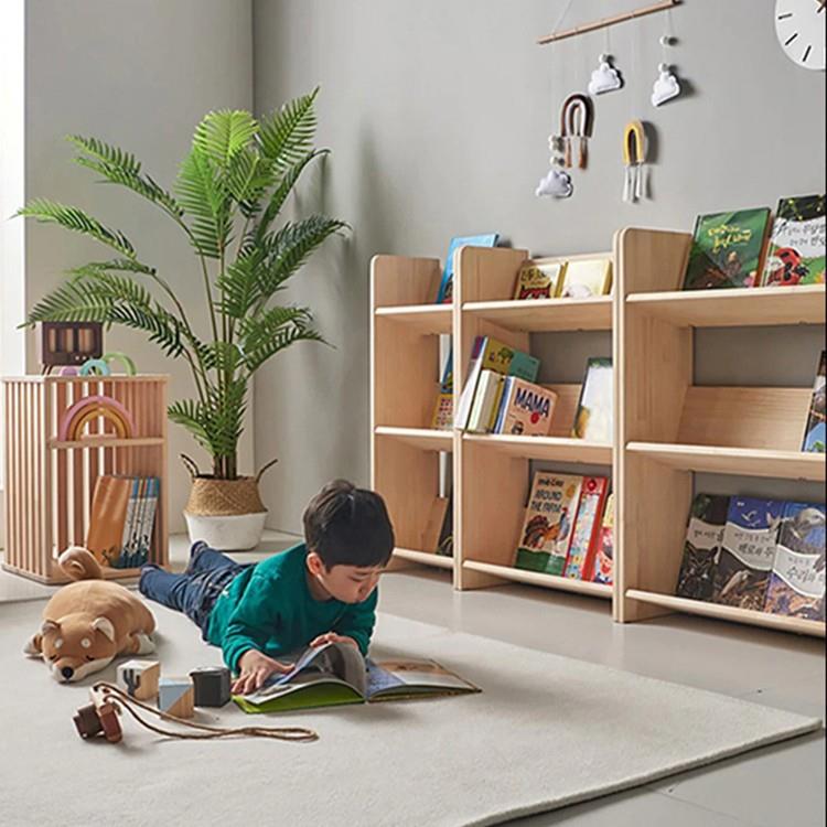 儿童书架落地绘架本儿房阅读书柜家宝宝收VKH纳用架简童易实木小