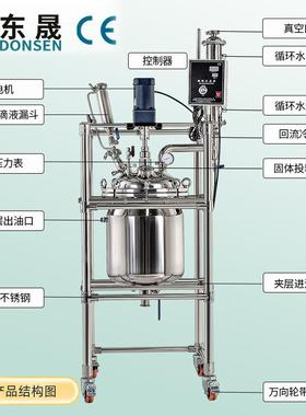 东双层不锈钢反应釜实验DS/S5L室电加高压蒸馏搅拌器5L/10L/晟205