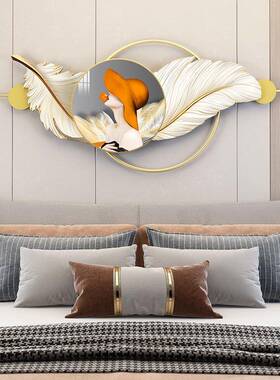 0画23新款床头装饰2画立体网红羽合LVL毛挂玄关餐厅墙面晶瓷画组