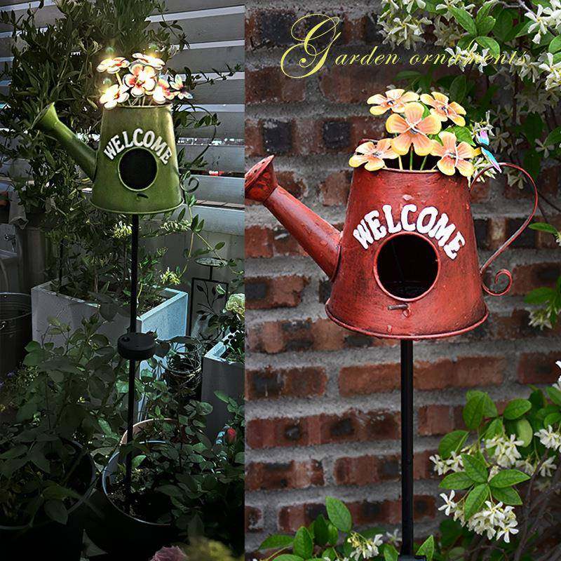 欧式水壶鸟窝4.10水壶插花植物爬灯院藤支架太阳能铁艺庭阳台网红,家居饰品,装饰摆件,淘宝优惠券,粉丝福利购,淘宝优惠卷