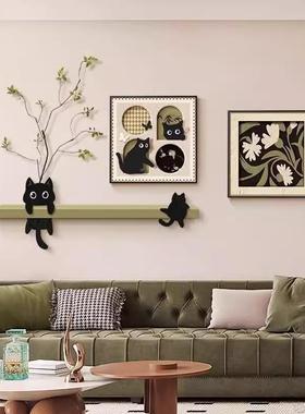 法式复古客HLT-422组合装饰画趣厅背味猫小咪众餐厅挂画中古沙发