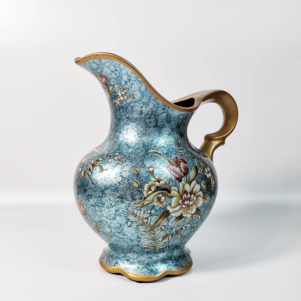 欧式轻奢工瓶艺花304插花陶瓷彩绘居瓶装饰品大号桌面家花瓶客厅