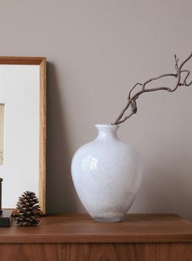 HD2504饰璃轻风灰白琉奢璃花瓶客厅餐桌水培鲜花装品中式玄关插花