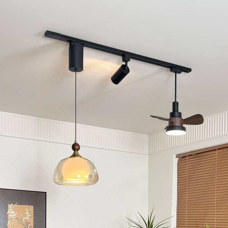 法27式中古玻风轨道吊扇灯饭厅停灯可移位升降悬餐吊厅璃意式岛台