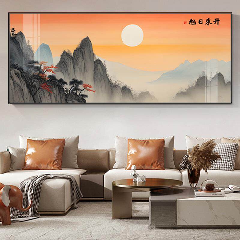 日出东客厅东墙HXMxx/20挂国背画沙发景墙高档画山水风景挂画办公
